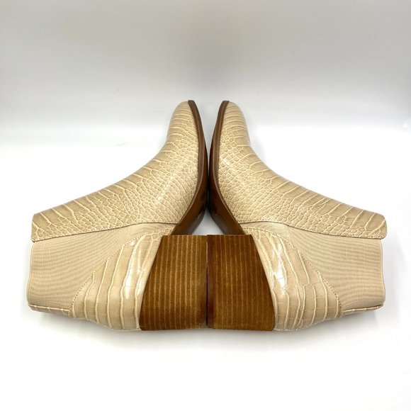 Chinese Laundry Womens Size 8.5 Beige Tan Cream Faux Vegan Leather Croc Boots - Picture 8 of 14